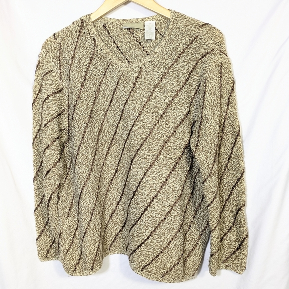 Liz Claiborne Sweaters - Vntg Liz Claiborne Oversized Knit Sweater Wool Blend, Ribbon Striped, Cozy Med‎
